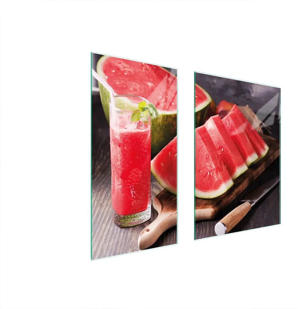 Piastre copri fornelli 2 pezzi 75x52 Copri piano cottura in ceramica tagliere in vetro anguria frutta