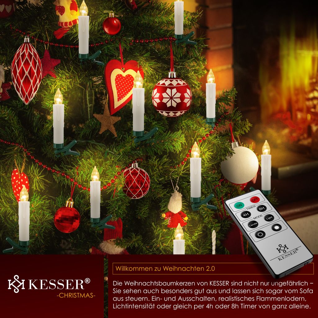 KESSER® Weihnachtsbaumkerzen 20 LED Inkl. Batterien Produktbild 4