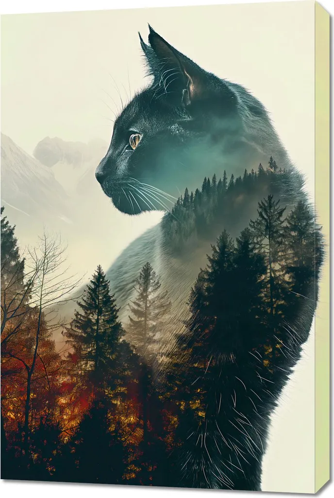 Quadro Gatto Foresta 60x90 | Regalo Ideale per Amanti dei Gatti