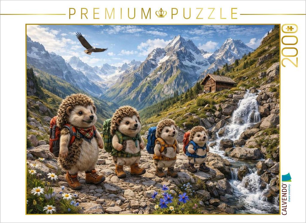 CALVENDO Puzzle Die Igelwanderer der Alpen | 2000 Teile Lege-Größe 90x67cm Foto-Puzzle für glückliche Stunden