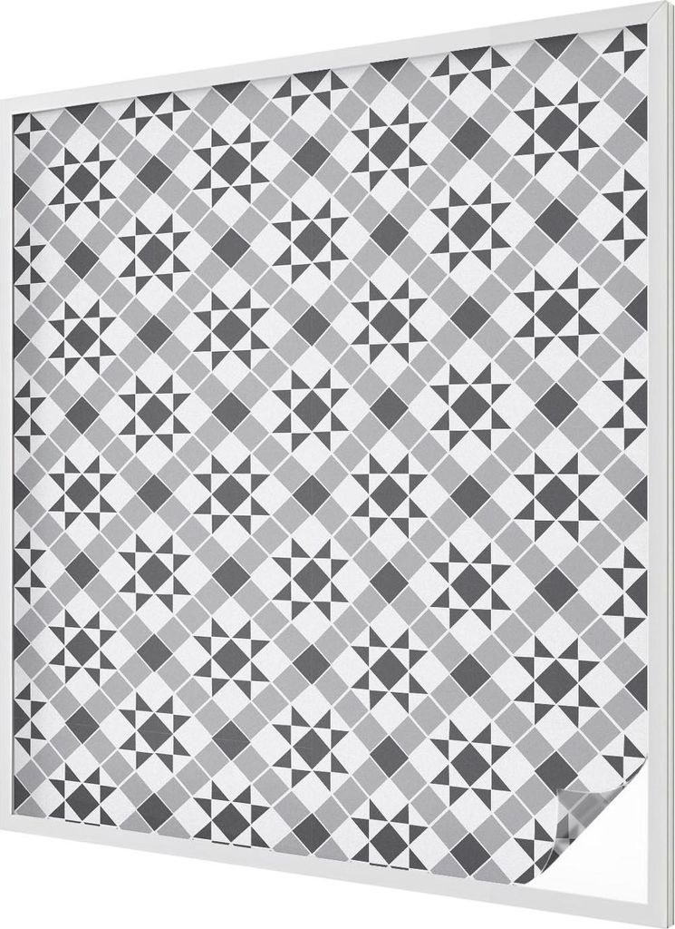 Buntglas Fensterfolie – 116x100 cm – Stained-Glass Design – blickdichte dekorative Sichtschutzfolie – selbstklebend, UV-Schutz – Geometri...