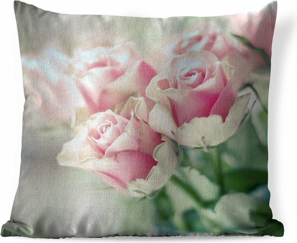 MuchoWow Zierkissen Sofakissen Wohnzimmer Dekokissen 45x45 cm Rosa Rosen leuchten im hellen Sonnenlicht - Schlafpolster - Polster für das Sofa