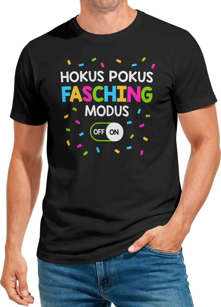 Herren T-Shirt Fasching Karneval - Hokus Pokus -Kostüm-Ersatz Verkleidung Last Minute Faschingskostüme Männer Funshirt Moonworks