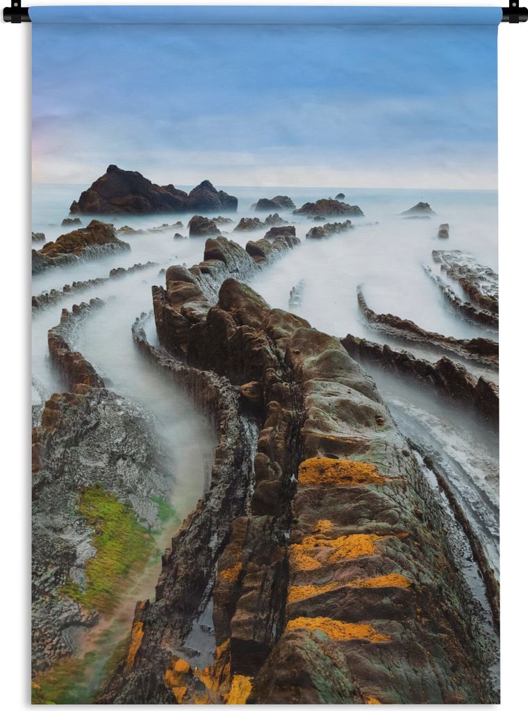 MuchoWow Wandteppich Wandbehang Nebel - Felsen - Wasser - Natur 120x180 cm Tapisserie Dekoration Wandtuch - Schlafzimmer - Dekorationen für das ...