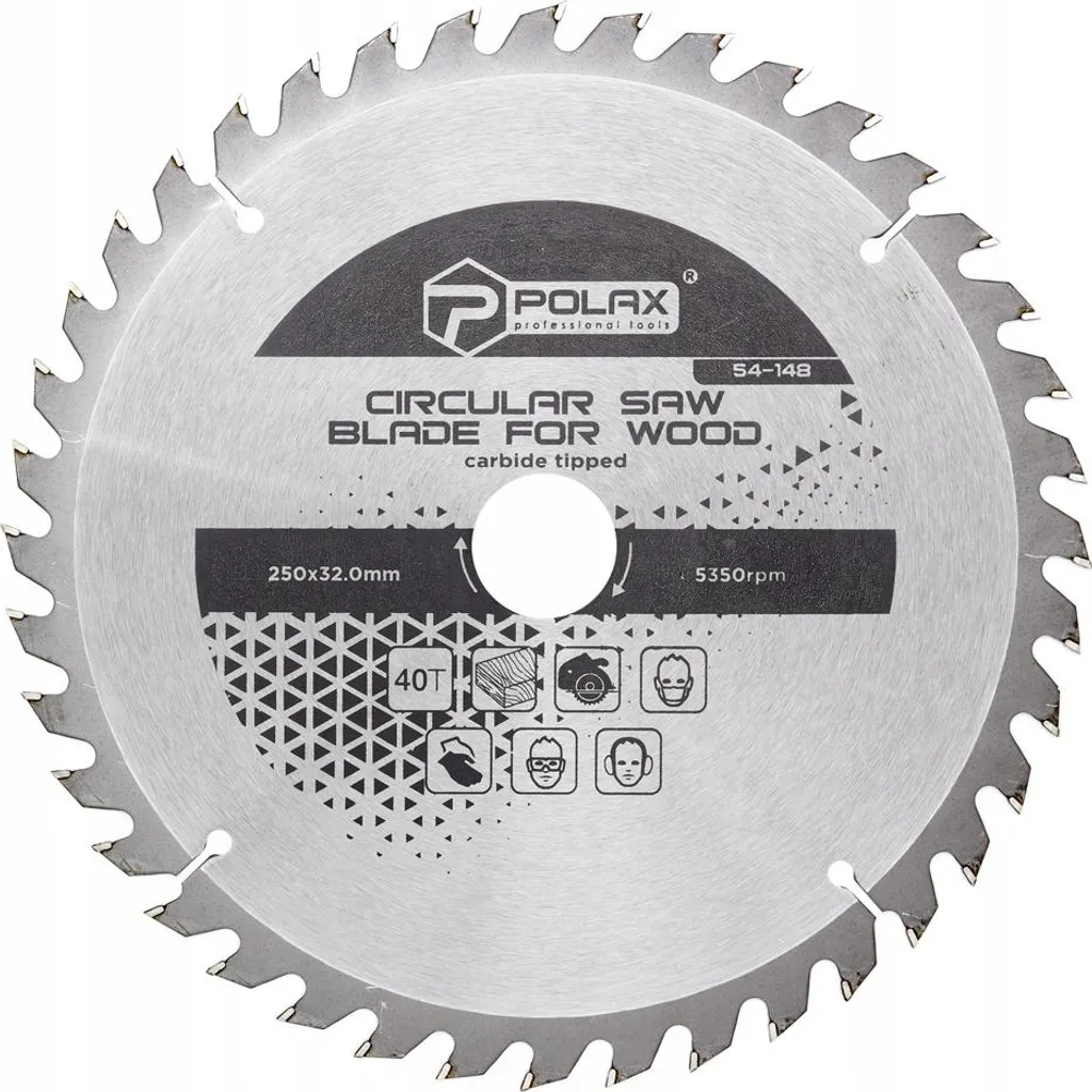 Disco Circolare Legno Polax 250mm 40 Denti - Foro 32/30mm TCT