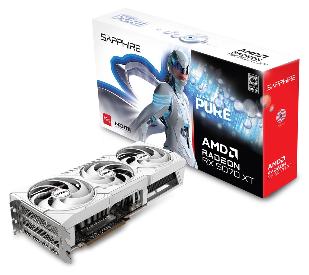 SAPPHIRE Radeon RX 9070 XT Pure, Grafikkarte, (RDNA4, Produktbild 