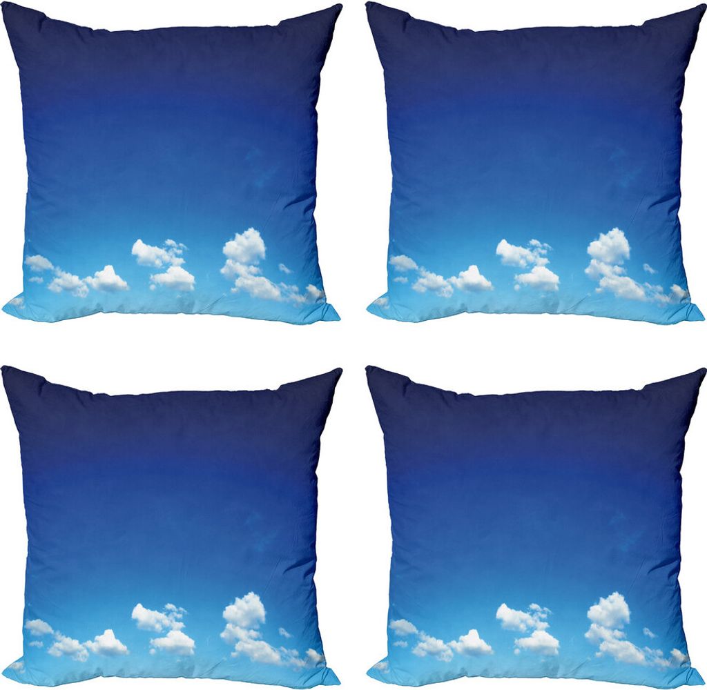 ABAKUHAUS Blauer Himmel Kissenbezug Set (4 Stück), Geschwollene Wolkengebilde Im Freien, Moderner Doppelseitiger Digitaldruck, 60 cm x 60 cm, Coba...