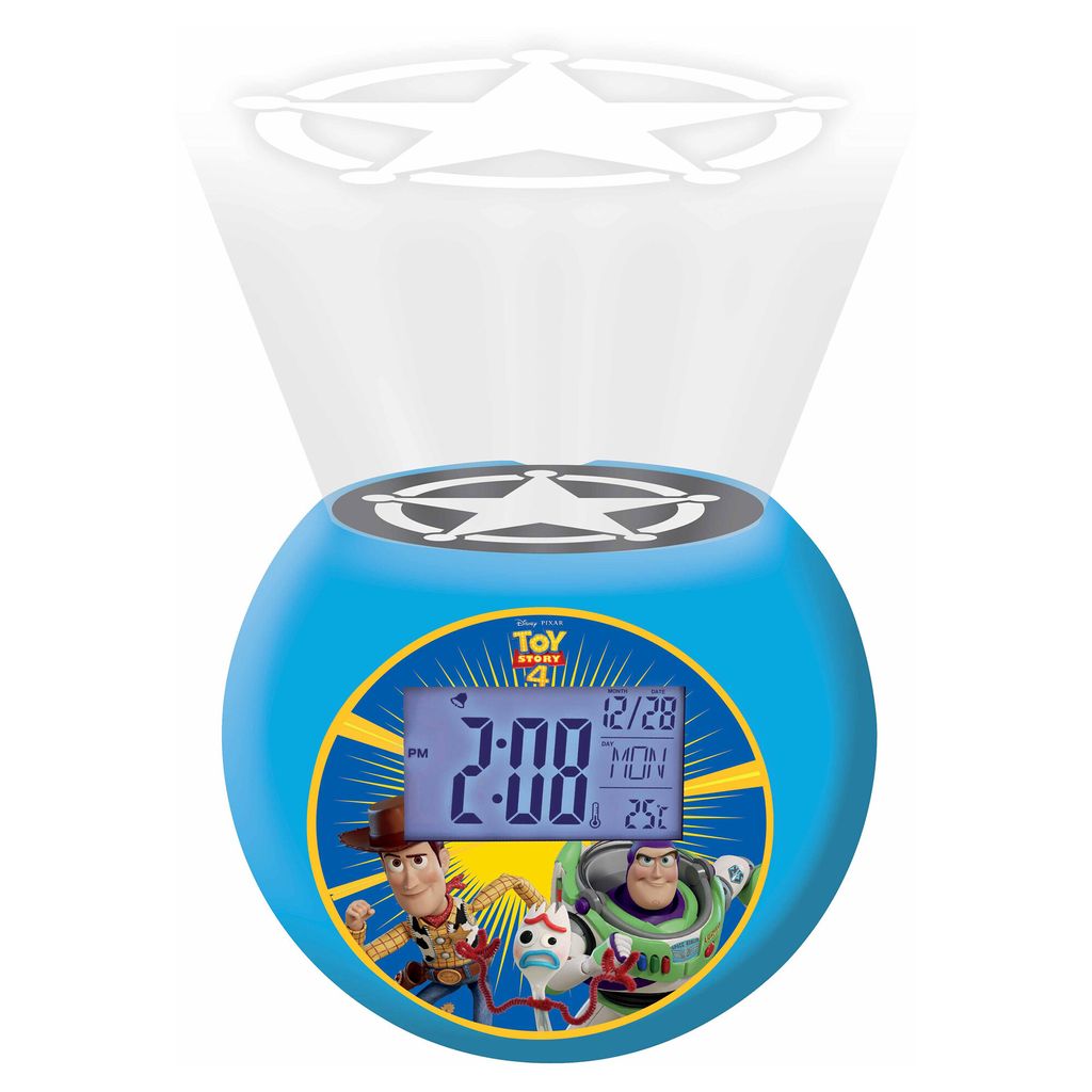 Lexibook Disney Toy Story Woody & Buzz Radio Projector Clock, Sound Effects