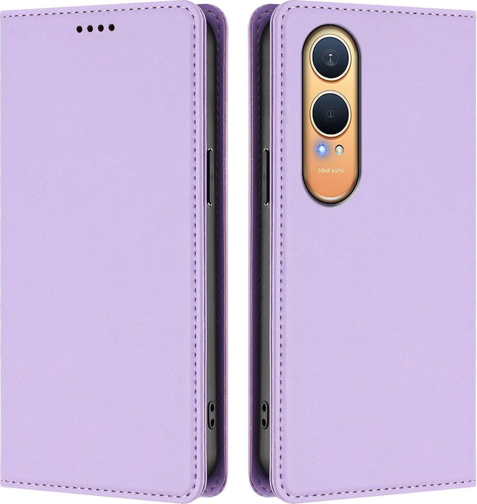 Handyhülle für OnePlus Nord CE4 Lite, Kunstleder Klapphülle Stoßfeste Magnetische Hülle mit Ständer Violett