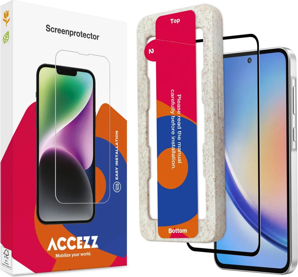 Samsung Galaxy A55 Screenprotector: Accezz Gehard glas Full Cover screenprotector metapplicator - Trasparente