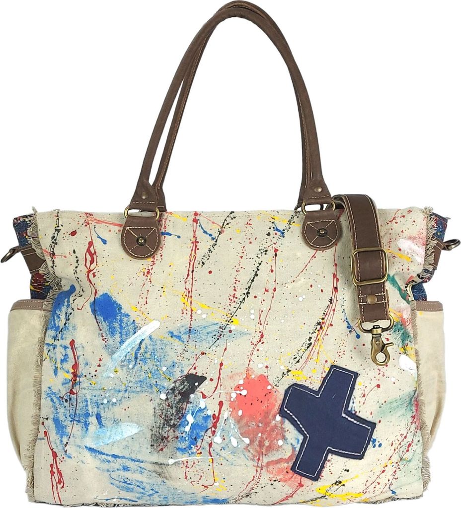 Sunsa Damen Handtasche. XXL Tasche aus Canvas/Leinwand & Produktbild 