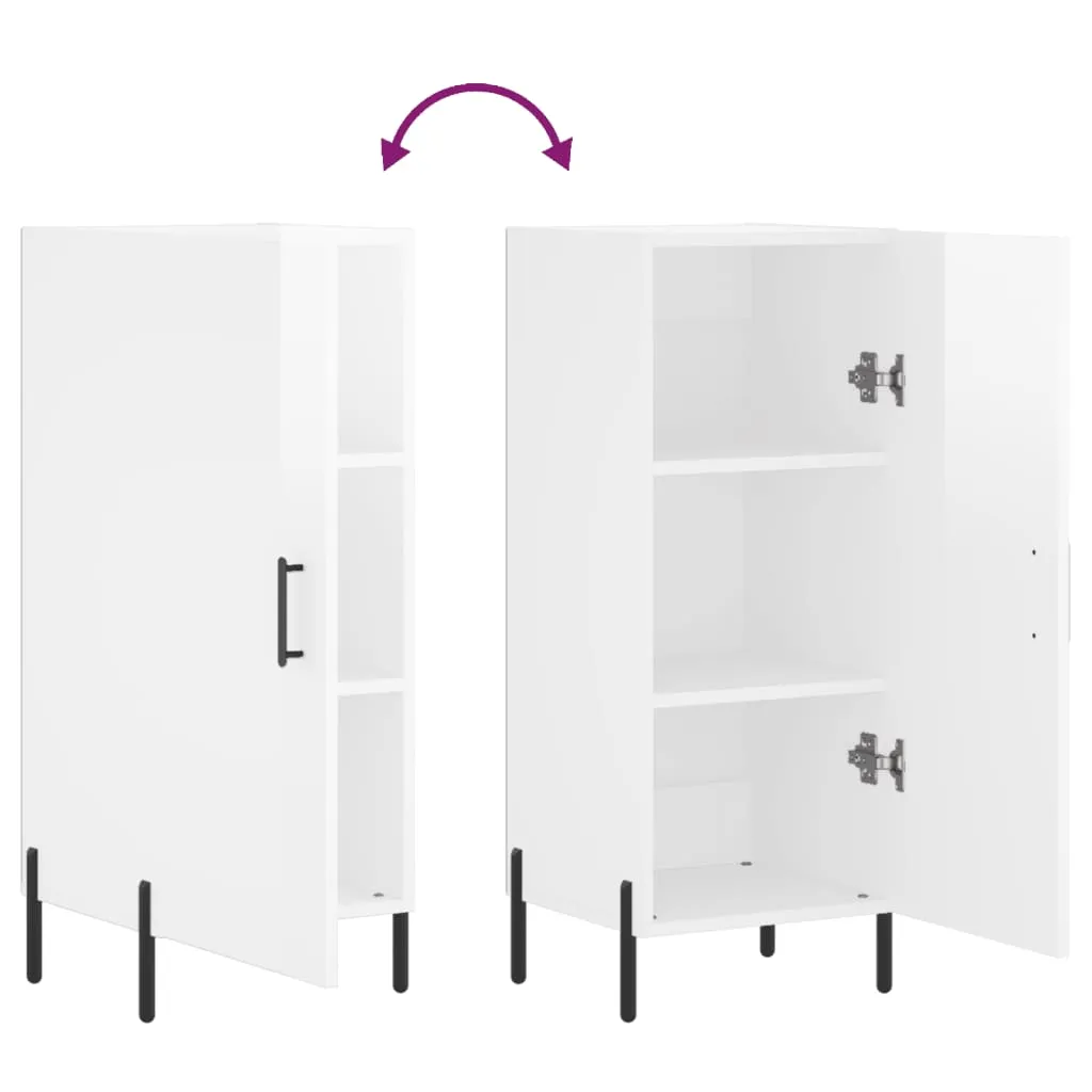 Mobile Credenza Bianca Lucida 34,5 cm vidaXL - Design Slim per Interni - 10