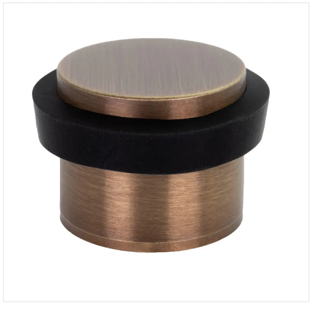 Bloque porte au sol sans perçage en laiton vieilli - Ø 24 mm x H 20 mm