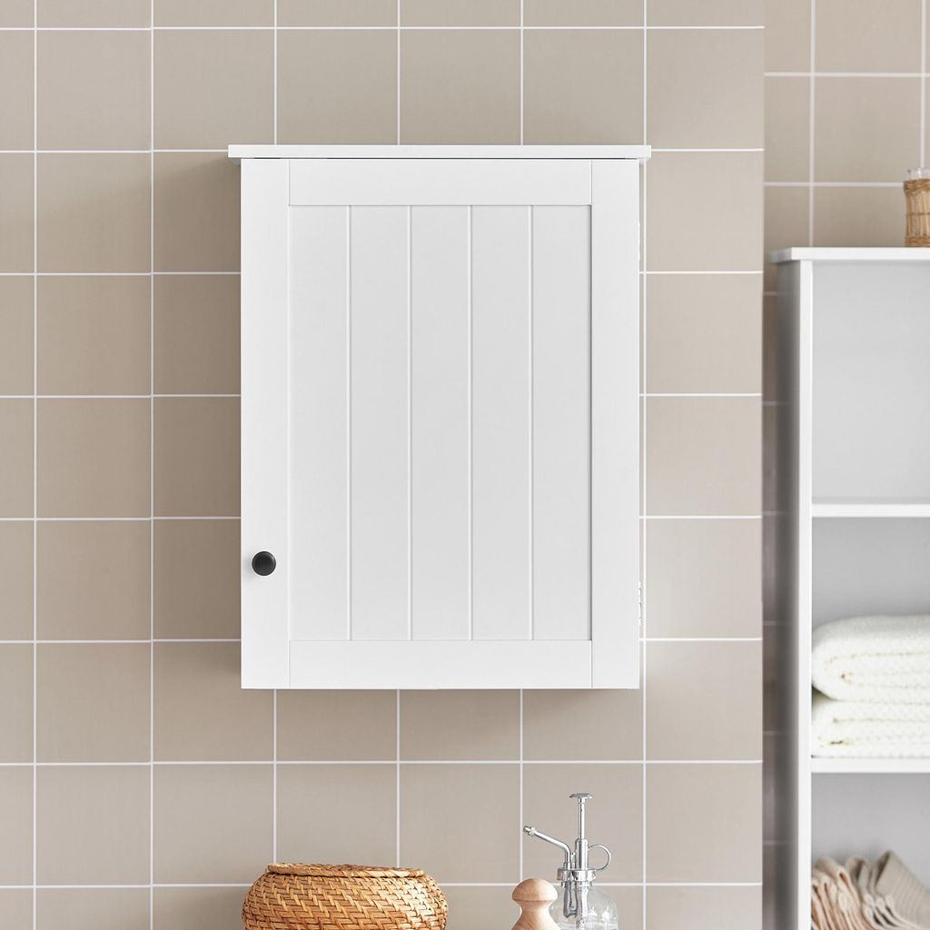 Armadietto Da Bagno A Parete Grigio VANIRROR | 61x76 Cm, 2 Ante Con Chiusura Morbida | Mobile Sopra WC In Legno