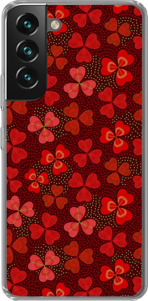 MuchoWow Handyhülle Schutzhülle Hülle für Telefoonhoesje Samsung Galaxy S22 Muster - Klee - Rot Silikon Softcase Handy Hülle - Mobiltelefonh...