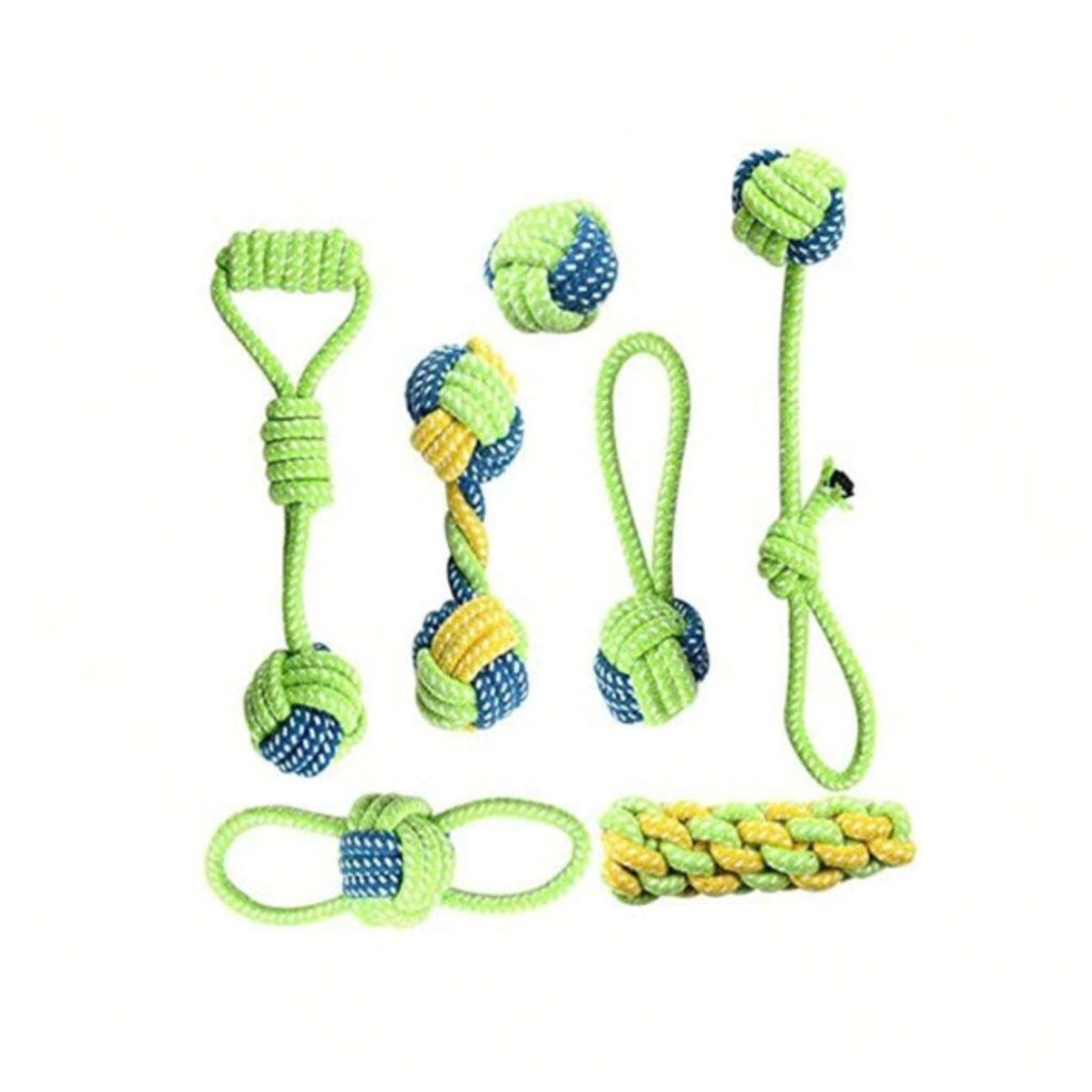 PALKAR Set mit 7 Tauziehspielzeugen für Hunde