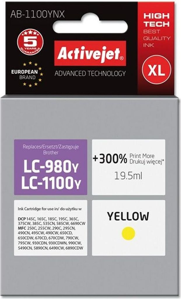 Activejet Ab-1100ynx Tintenpatrone Gelb Gelb One Size