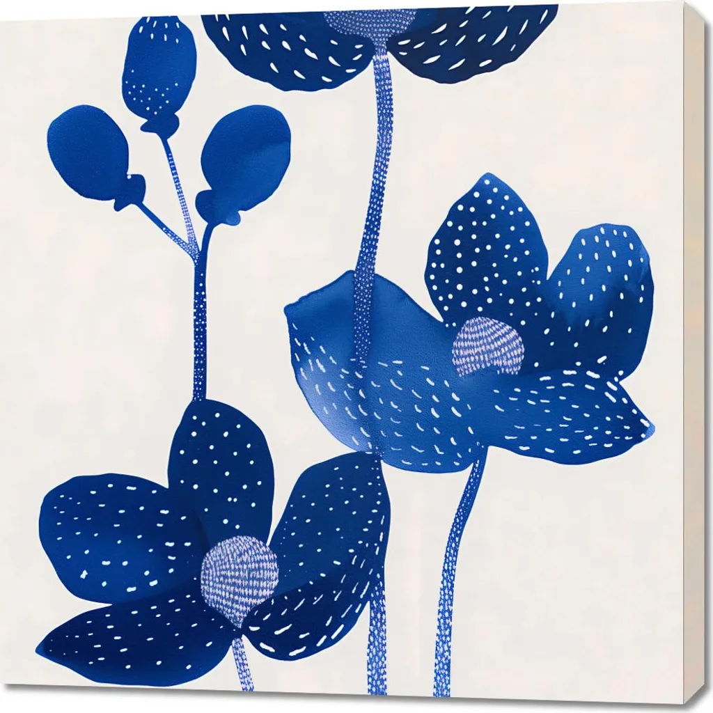 Tableau Image 90 x 90 cm Nuits Fleurs - Décoration Murale Carrée Floral