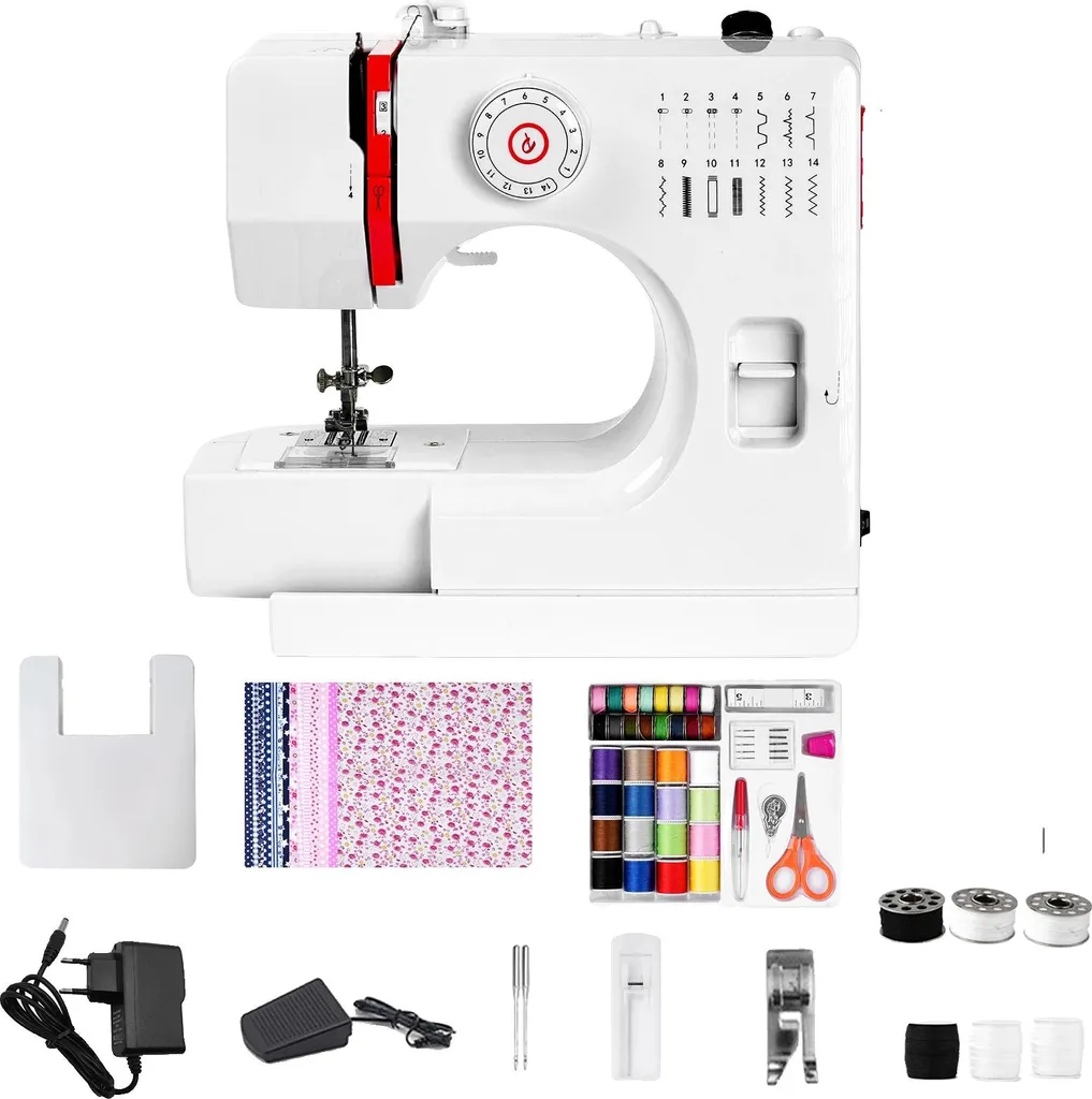Mini machine à coudre 14 motifs de points, modèle compact et léger