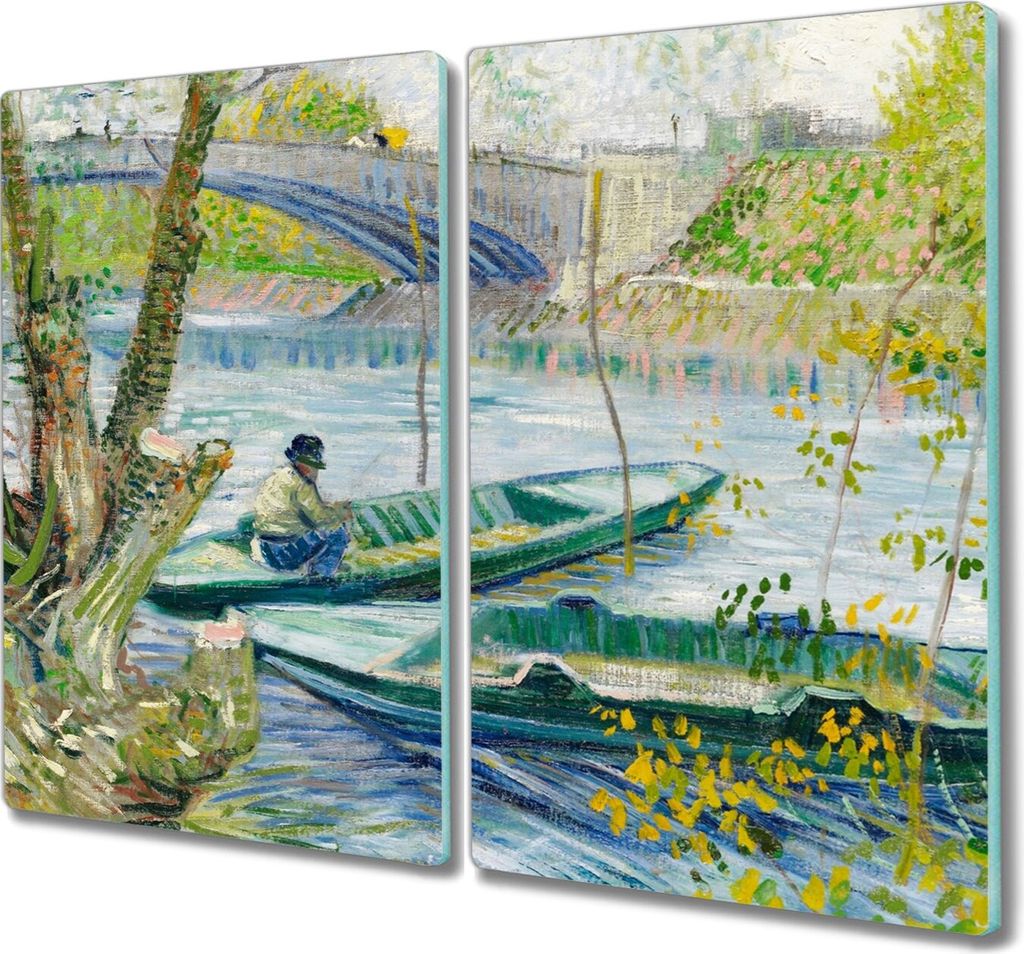 Coloray Schneidebrett Herdabdeckplatte 2x30x52 cm Kochplattenabdeckung Hackbrett Küchenbrett - Van Gogh Fischer Frühling