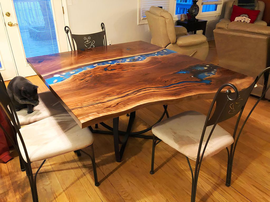 Maßanfertigung Tisch Epoxidharz Epoxy Resin Fluss Echtes Holz Preis 1qm Tische