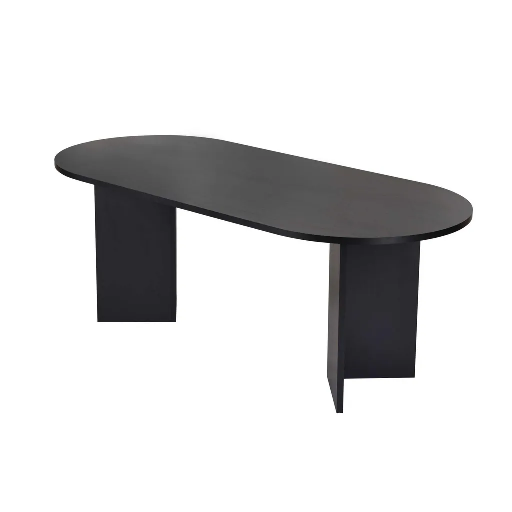 Table en Bois Noir Sabella avec Plateau 100% Mélamine Haute Résistance