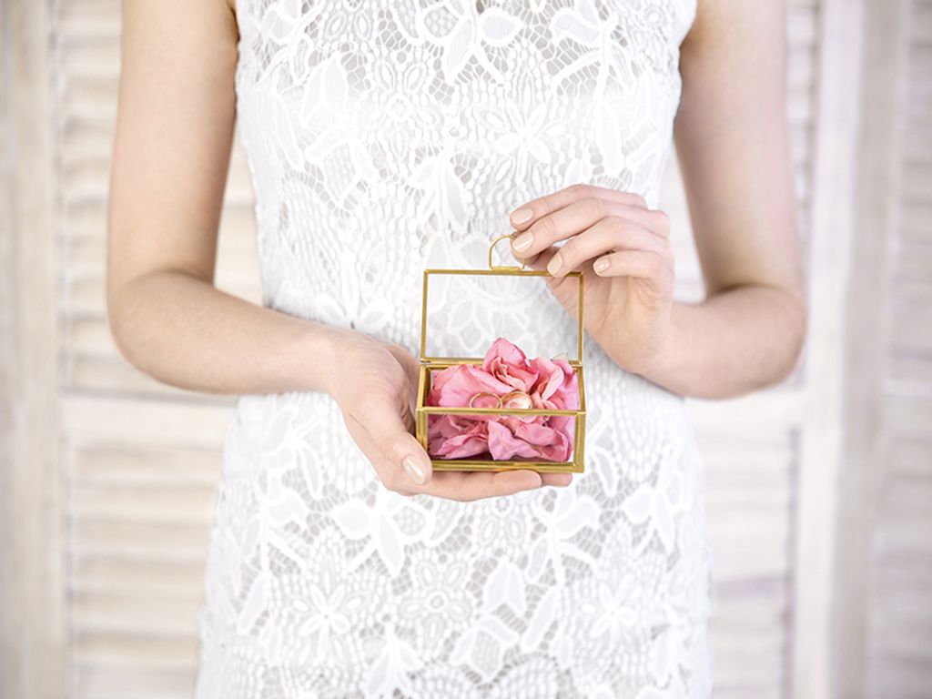 Box aus Glas mit Metallrand 9x5x4cm klar transparent / gold metallic