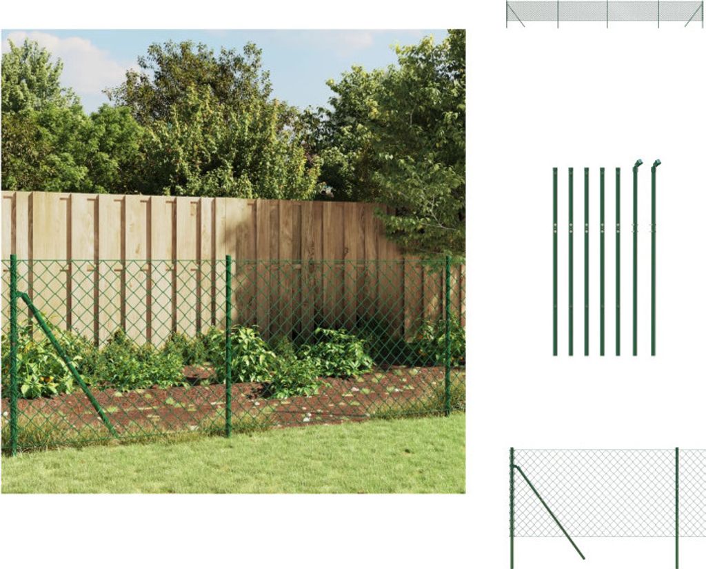 vidaXL Maschendrahtzaun Grün 1,1x10 m - Zaunfelder