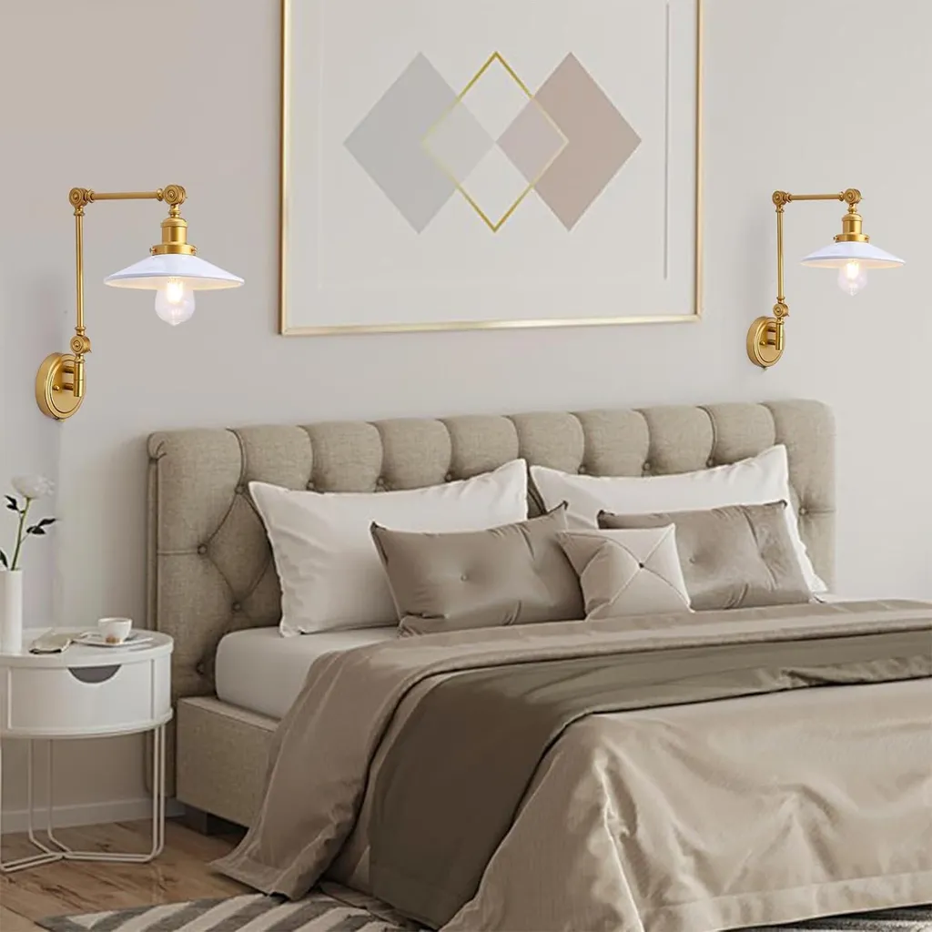 Lampe Murale Articulée en Métal Blanc pour Lecture et Bureau Rétro E27
