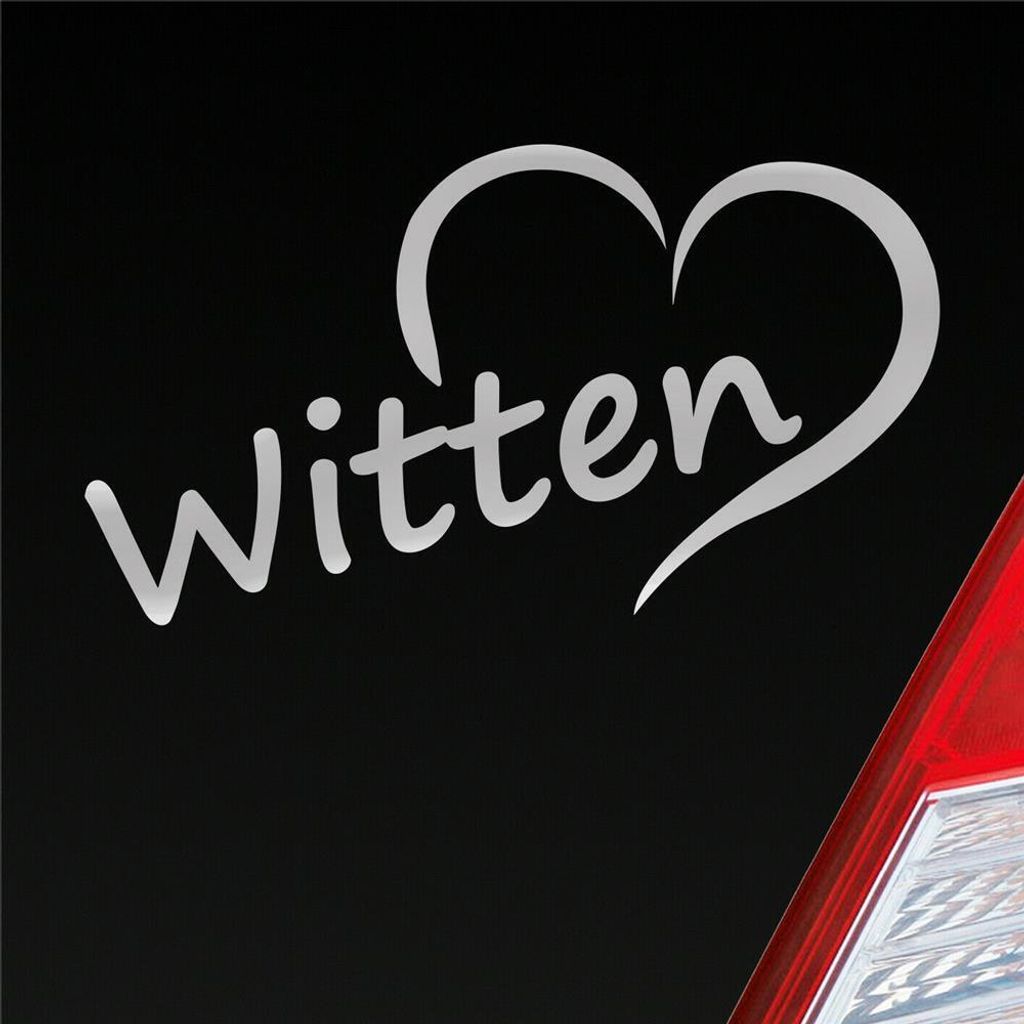 Auto Aufkleber Witten Herz Stadt City Liebe Love Heimat 14,5x8 cm Silber Sticker Heckscheibenaufkleber
