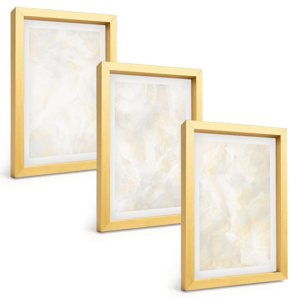 Bilder Set 3-teilig im Goldrahmen Rahmen – Wandbilder 3 Stück – gerahmte Poster für Wohnzimmer, Schlafzimmer und Flur – 20x30 cm – Helles...