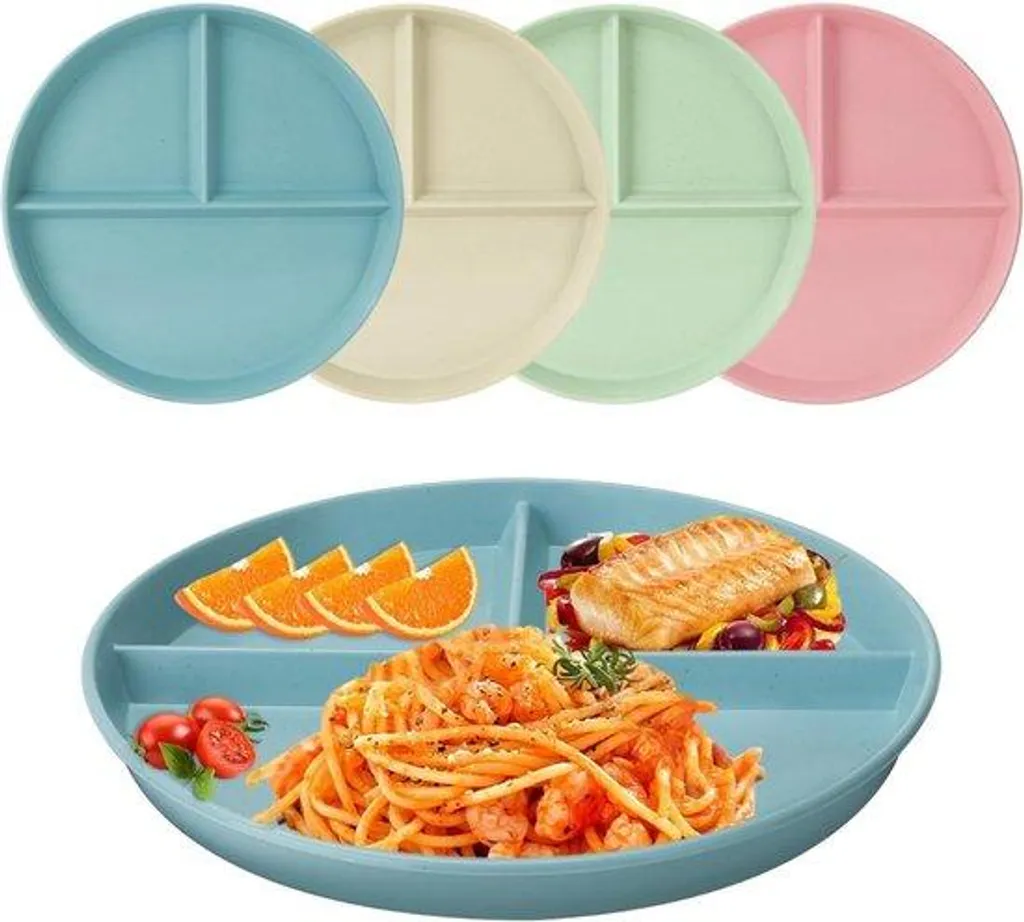 Assiettes de Pique-nique Réutilisables Set de 4 Incassables sans BPA