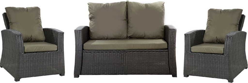 Gartenkissen Set für Polyrattan Grün – Sitzkissen 110x50 cm + 2x Rückenkissen 56x52 cm – Auflagen für 4-Sitzer Gartensofa & Gartenstuhl/Sessel