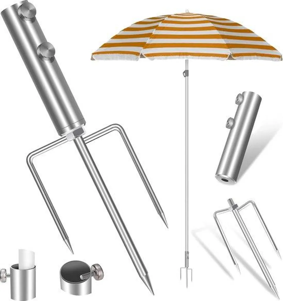 Piquet de parasol amovible en acier pour jardin et sable de plage
