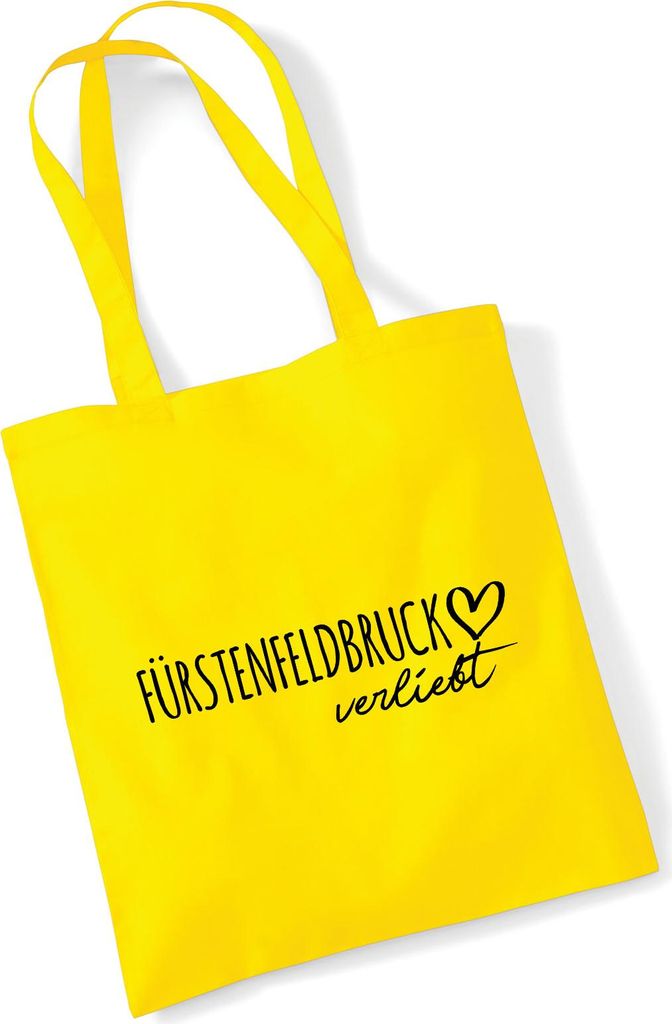 Huuraa Jutebeutel Fürstenfeldbruck verliebt 10 Liter Yellow Baumwolle Tasche Geschenkidee