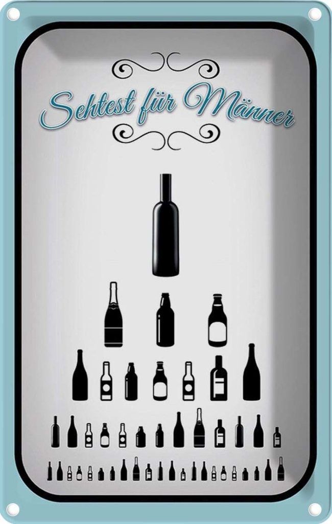vianmo Blechschild 30x20 cm Sehtest für Männer Bier Alkohol Spruch Zitat