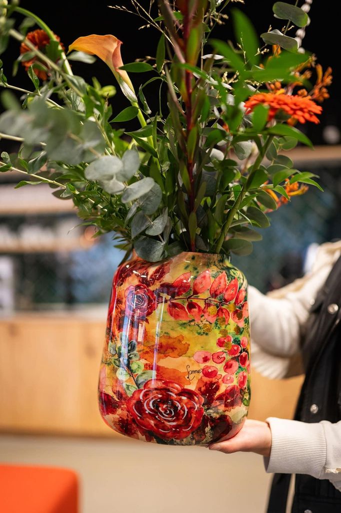 TS Collection - Blumentopf hoch Rose rouge - 21x24 Immagine del prodotto 