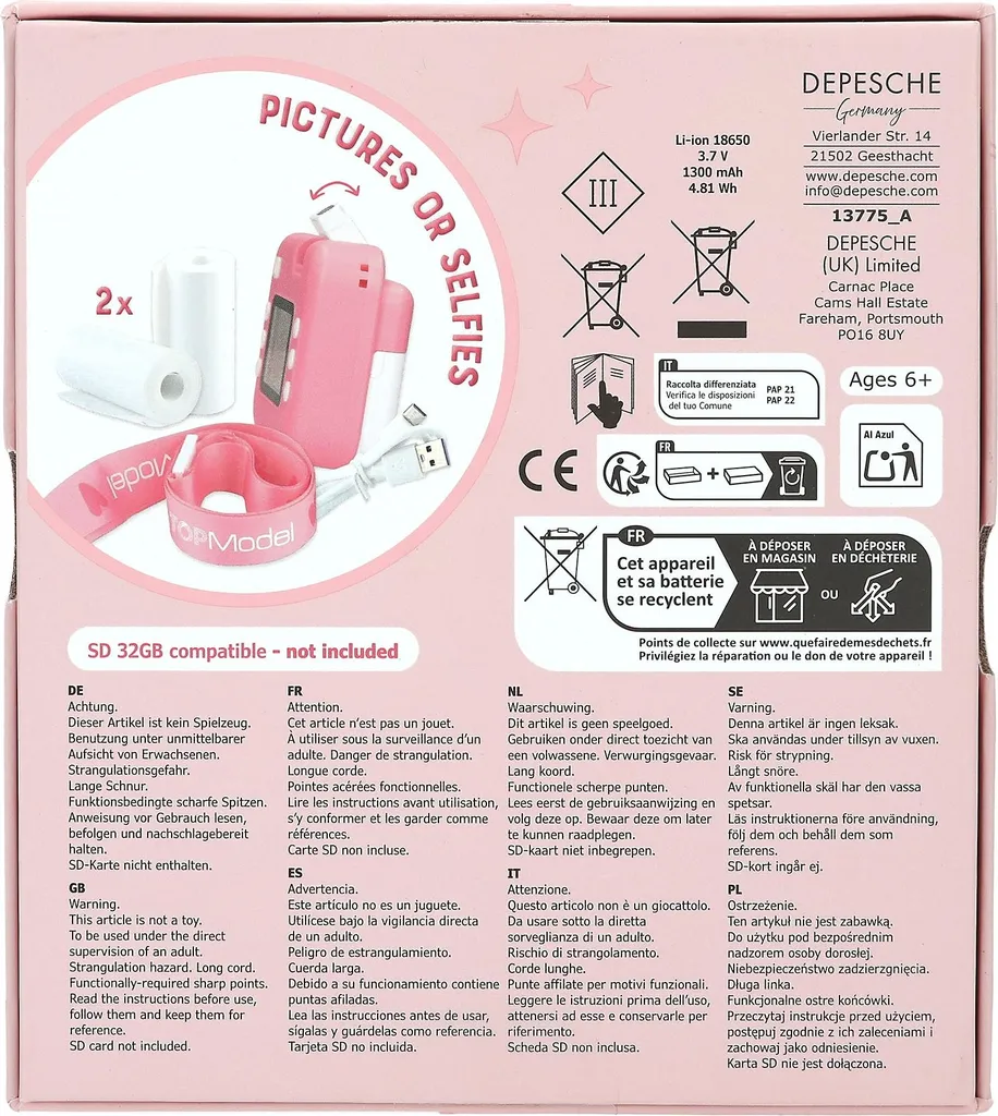 TOPModel 0413775 Journal Intime avec Code et Musique Rose et Blanc 32 Go - 3