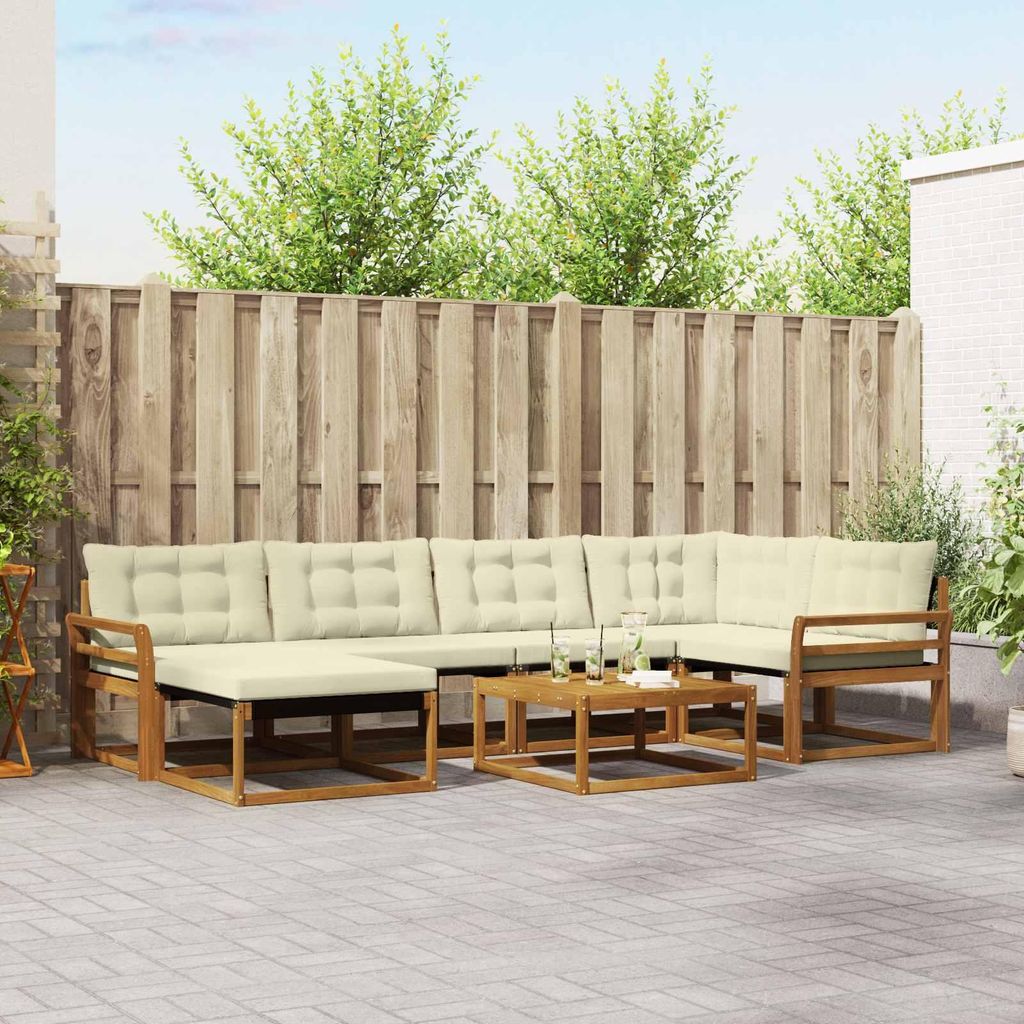 "Summerschlussverkauf"Outdoor-Sofagarnitur - CLORIS - Balkonmöbe/Sitzgruppe - 19 pcs - Moderne Design - Natur und Creme Massivholz Akazie - Garten...