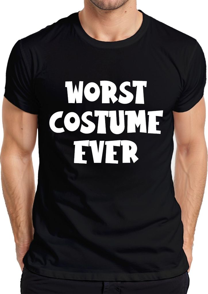 WORST COSTUME EVER Halloween Kostüm Spruch Lustig Karneval Humor Herren T-Shirt, Schwarz, XL
