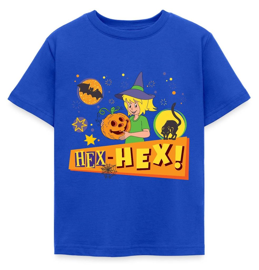 Spreadshirt Bibi Blocksberg Halloween Hex-Hex! Mit Bibi Kinder T-Shirt, 98/104 (3-4 Jahre), Royalblau