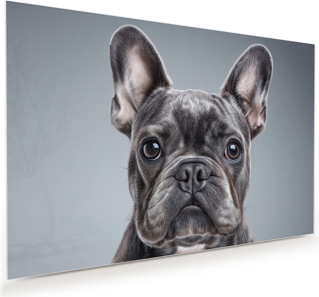 Glasbild 90x60cm in XXL für Wohnzimmer, Schlafzimmer Motiv Französische Bulldogge