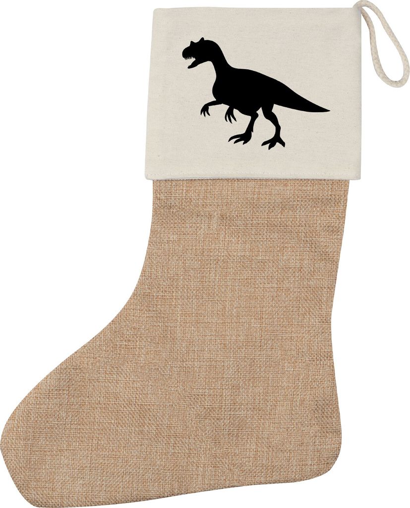 Huuraa Weihnachtsstrumpf Allosaurus Dinosaurier Beige Jute Kaminstrumpf Geschenkidee