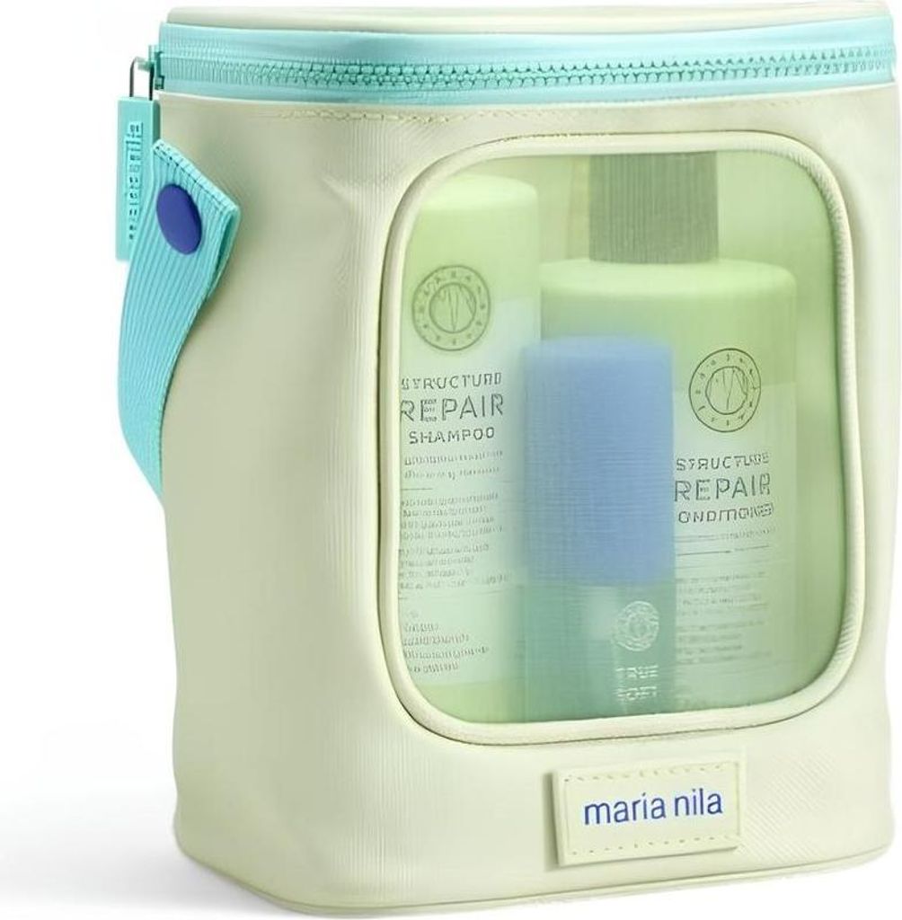 Maria Nila Structure Repair Beauty Bag - Shampoo 350 ml + Conditioner 300 ml + Argan Oil 30 ml + Kosmetiktasche