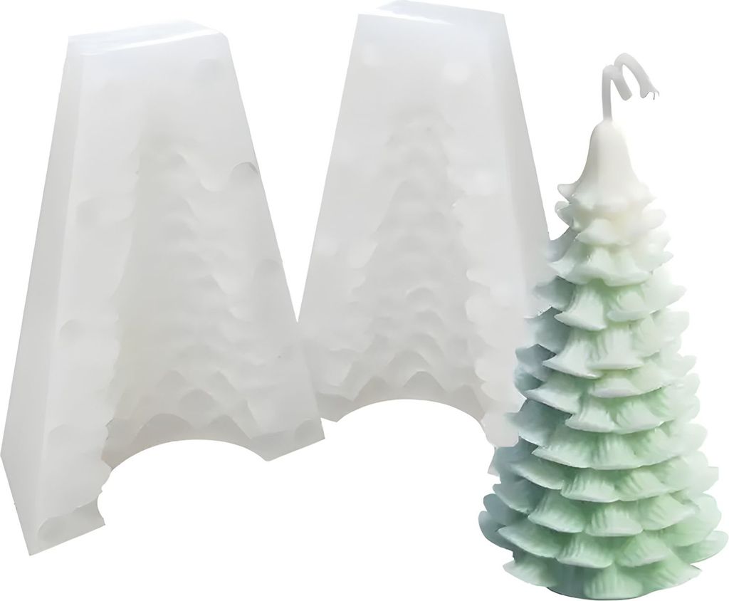Silikon Kerzenform Seifen Gussform, Tannenbaum Weihnachtsbaum, 108 x 78 x 76 mm, 76 ml