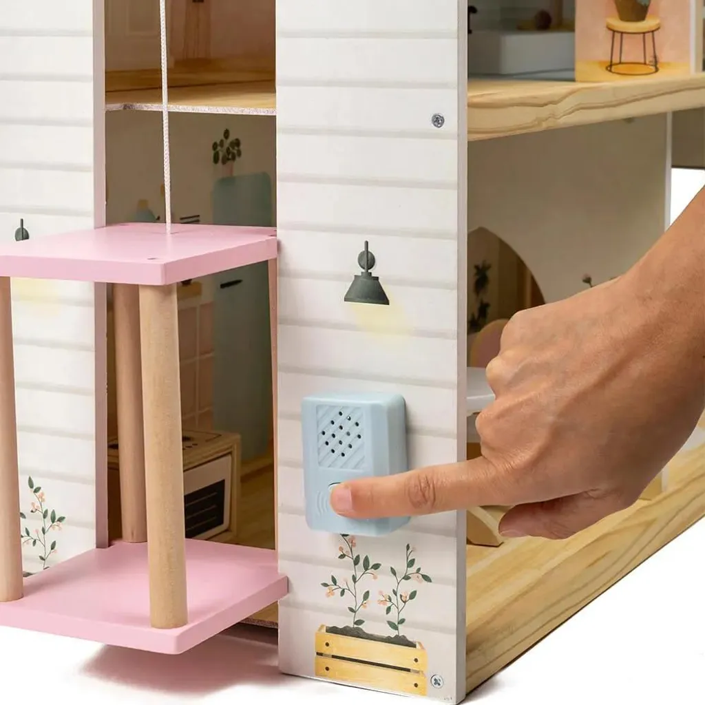 Maison de Poupée Bois Eurekakids - Ascenseur & Meubles inclus, Marron - 6
