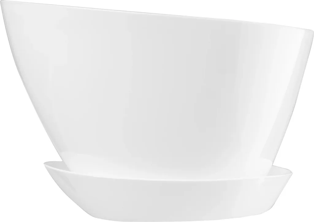 Cache-pot en céramique blanche avec soucoupe intégrée - Ø 14 cm Petit