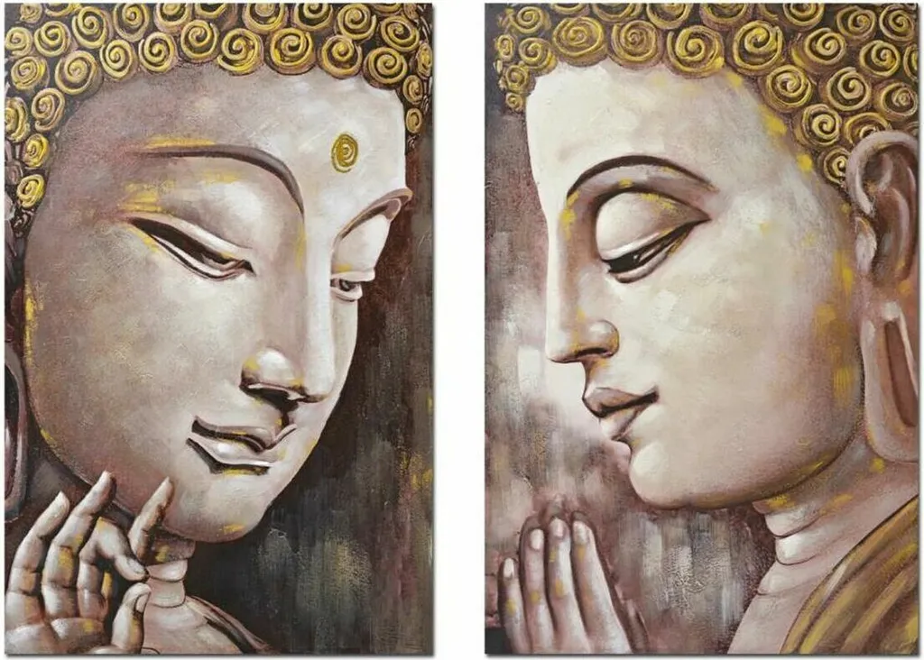 Tableau Bouddha pour Salon Zen et Espace Yoga - Grand Format 80x120 cm x2
