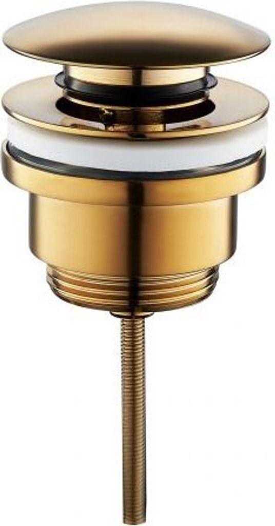 Ablaufventil Ablaufgarnitur, golden, geborstet, Push-Open Ventil, für Waschtisch, mit Überlauf, CARAL, 1'1/4"