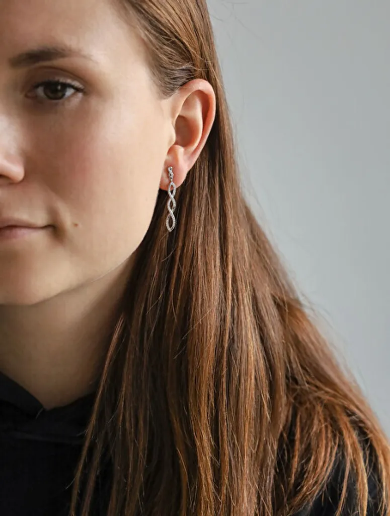 Boucles d'oreilles pendantes de mariage avec zircones pour cérémonie